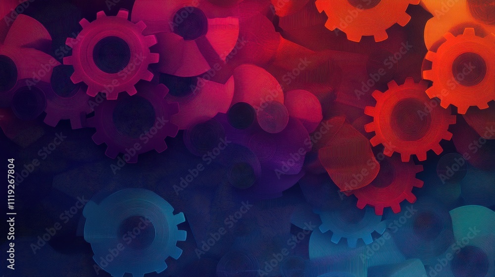 Vibrant Illustration of Translucent Cogs in Vivid Colors, Showcasing Intricate Mechanisms and Dynamic Design. Vibrant Illustration of Translucent Cogs in Vivid Colors, Showcasing Intricate Mechanisms and Dynamic Design.