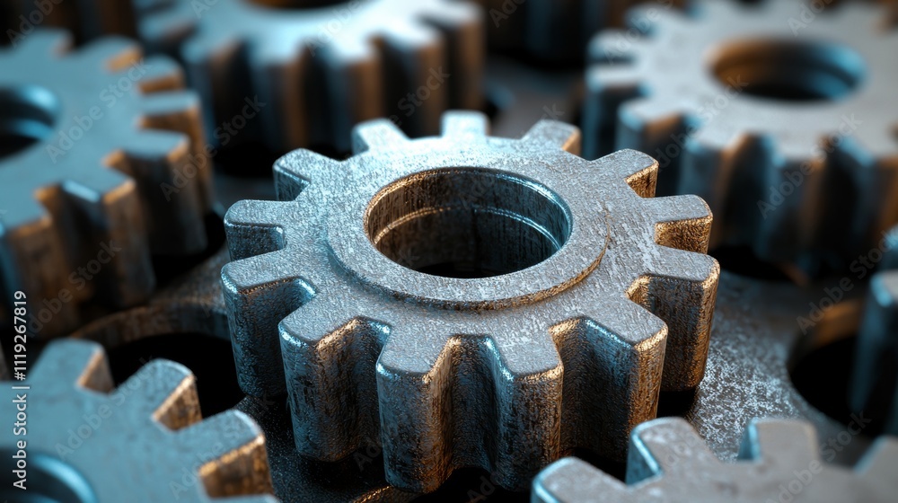 Giant interconnected gears symbolizing collaboration, central to the composition in a clean tech workspace, minimalist, graphic illustration --chaos 20 --ar 16:9 --quality Giant interconnected gears symbolizing collaboration, central to the composition in a clean tech workspace, minimalist, graphic illustration --chaos 20 --ar 16:9 --quality