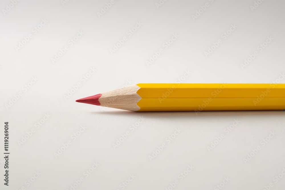 yellow pencil with red tip on white surface yellow pencil with red tip on white surface