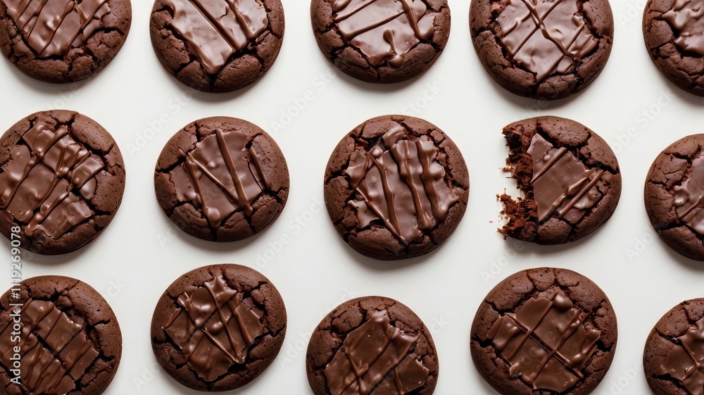 chocolate cookies broken isolated on white background with full depth of field. Top view with copy space for your text. Flat lay chocolate cookies broken isolated on white background with full depth of field. Top view with copy space for your text. Flat lay
