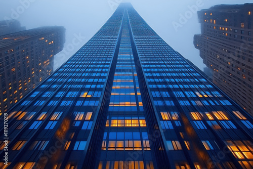 Wallpaper Mural Low angle view of skyscraper at dusk. Torontodigital.ca