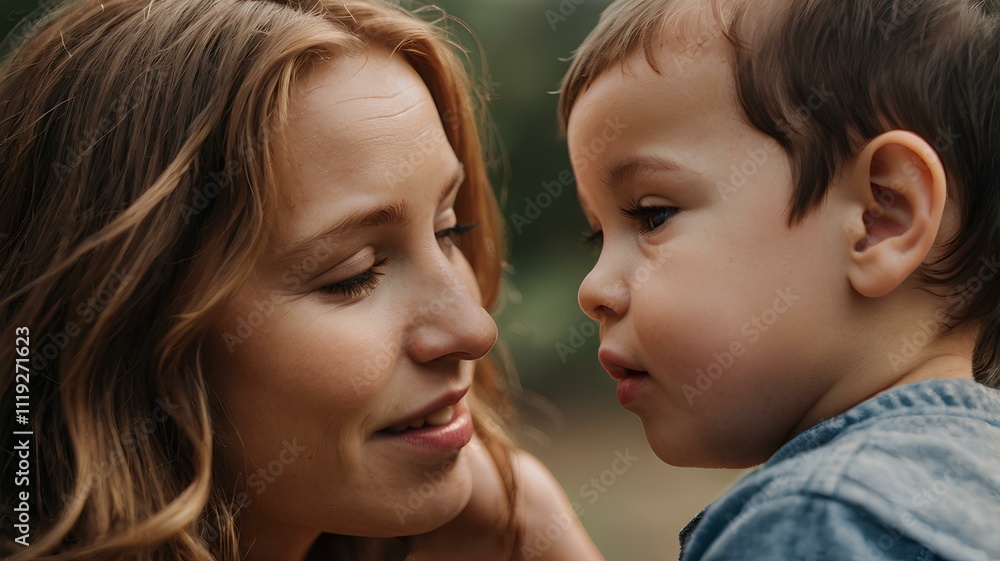 Close up portrait of mother and child Close up portrait of mother and child