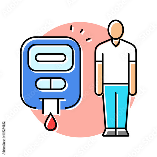 diabetes man disease color icon vector. diabetes man disease sign. isolated symbol illustration