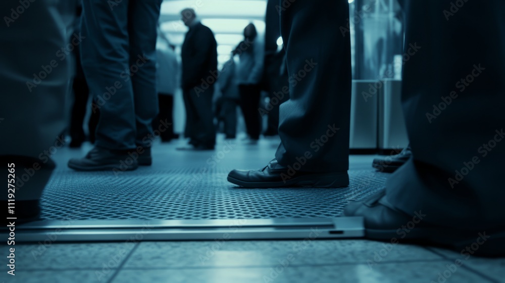 Crowds of passengers waiting patiently in line at airport security checkpoints symbolize the shared journey and collective experience of modern travel Crowds of passengers waiting patiently in line at airport security checkpoints symbolize the shared journey and collective experience of modern travel
