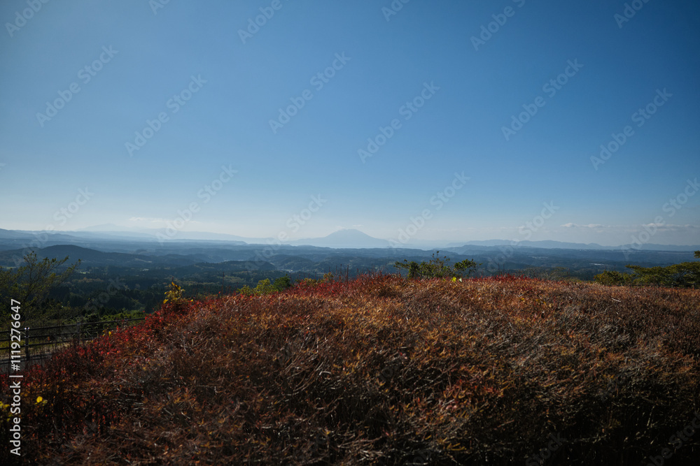 Fototapeta premium 秋の神話の里から眺める錦江湾の景色