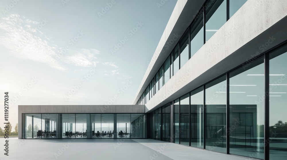 Modern Office Building With Glass Facade Modern Office Building With Glass Facade