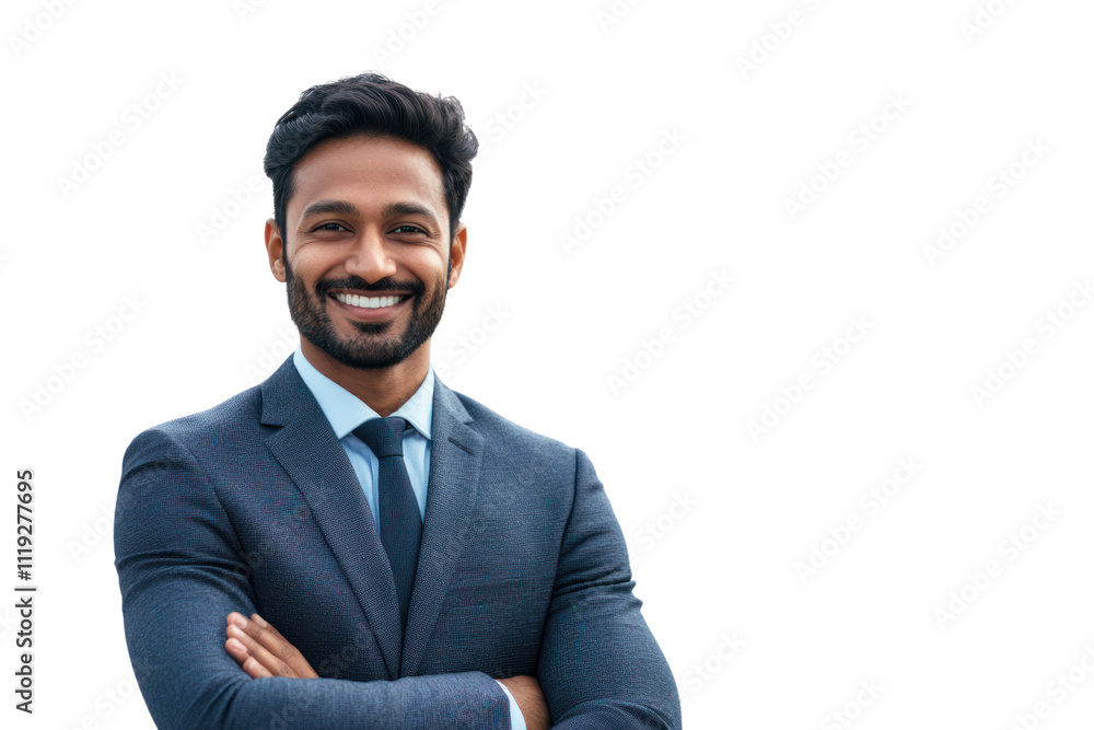 Confident Indian professional with city skyline in background,isolated on transparent and white background.PNG image Confident Indian professional with city skyline in background,isolated on transparent and white background.PNG image