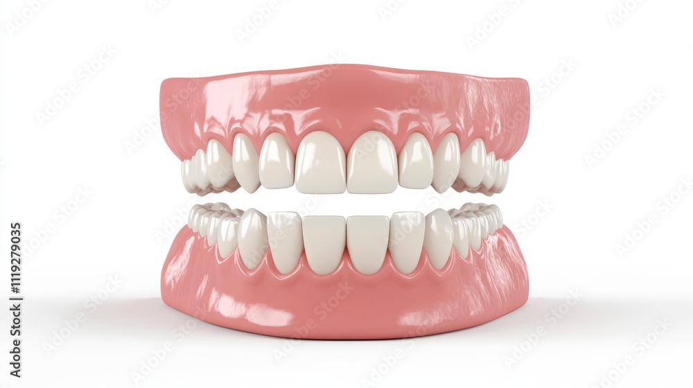Fototapeta premium Dental Model on White Background, Focus on Teeth Generative AI