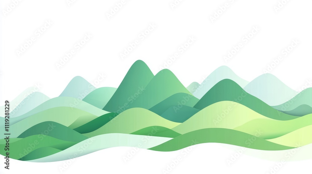 Cute Green Mountains Illustration for Nature and Environment Concepts Generative AI Cute Green Mountains Illustration for Nature and Environment Concepts Generative AI