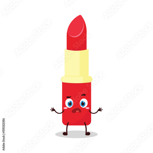 cute don't know expression of lipstick cartoon character