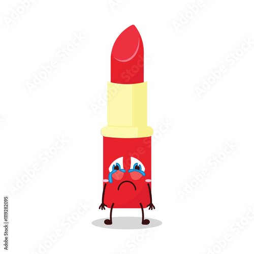 cute cry expression of lipstick cartoon character