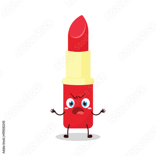 cute why expression of lipstick cartoon character