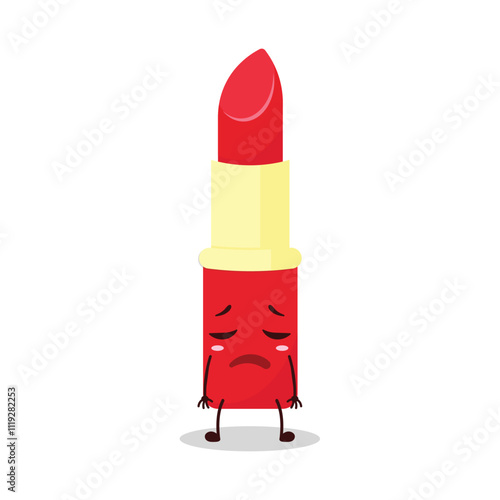 cute tired expression of lipstick cartoon character