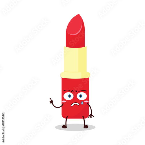 cute weird expression of lipstick cartoon character