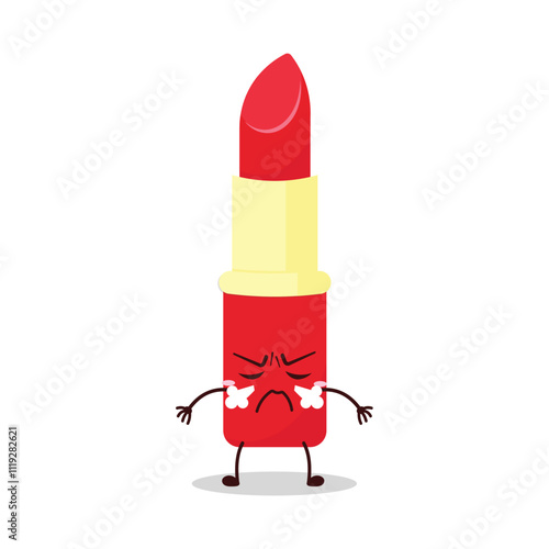 cute mad expression of lipstick cartoon character