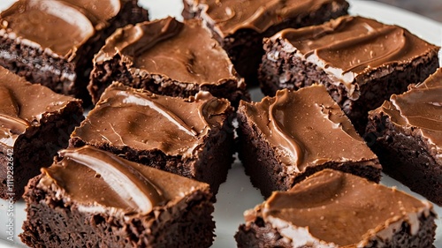 Delicious nutella Brownies closeup Shoot view. Image