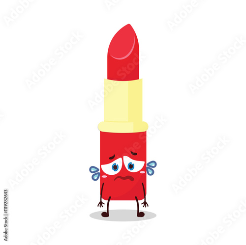 cute depressed expression of lipstick cartoon character