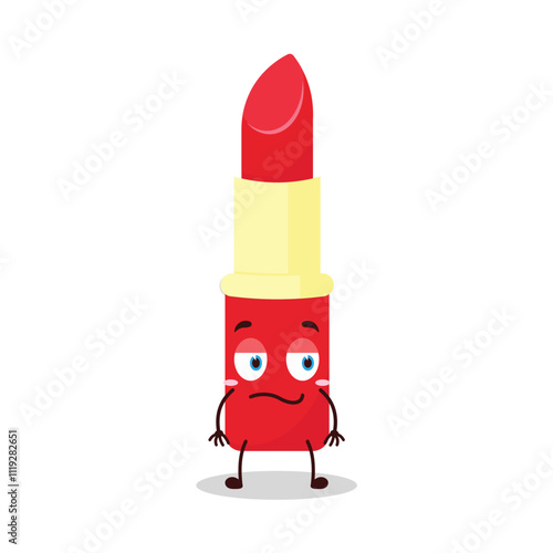 cute silent expression of lipstick cartoon character