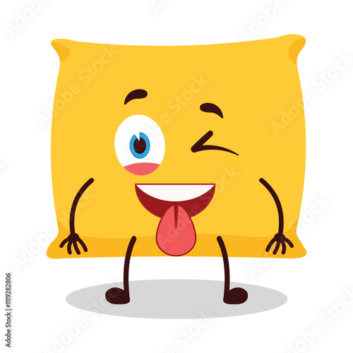 cute teased expression of pillow cartoon character