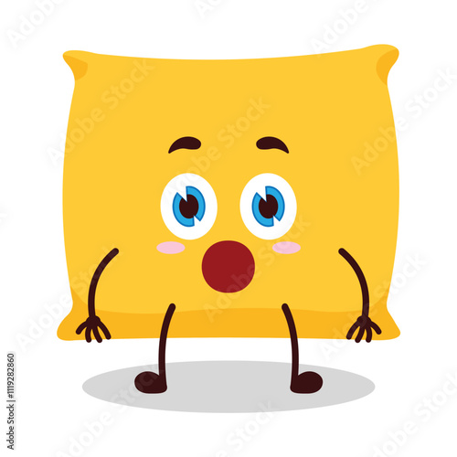 cute shocked expression of pillow cartoon character