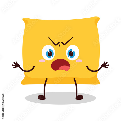 cute why expression of pillow cartoon character