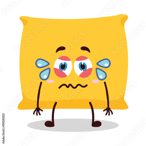 cute upset expression of pillow cartoon character