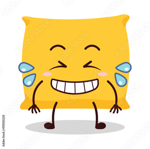 cute pleased expression of pillow cartoon character