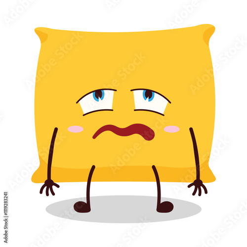 cute bored expression of pillow cartoon character