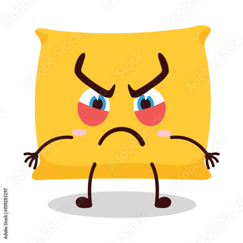 cute provoked expression of pillow cartoon character