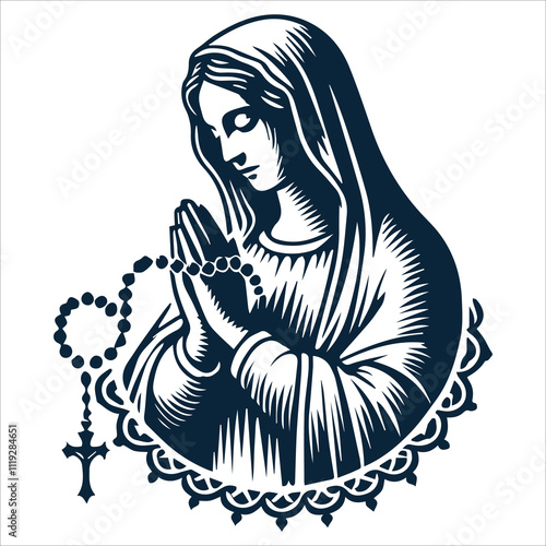 Virgin Mary with a Rosary Vector