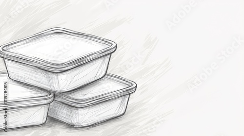 Three stacked containers, likely for food storage or preparation.