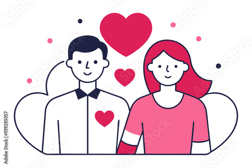 Romantic Couples Valentine's Day Illustration.