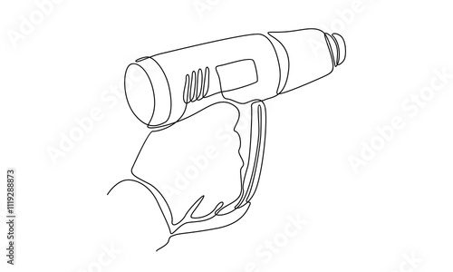 continuous line of hand holding heatgun illustration