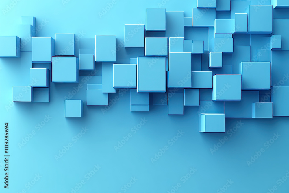 Fototapeta premium Abstract light blue cubes background.