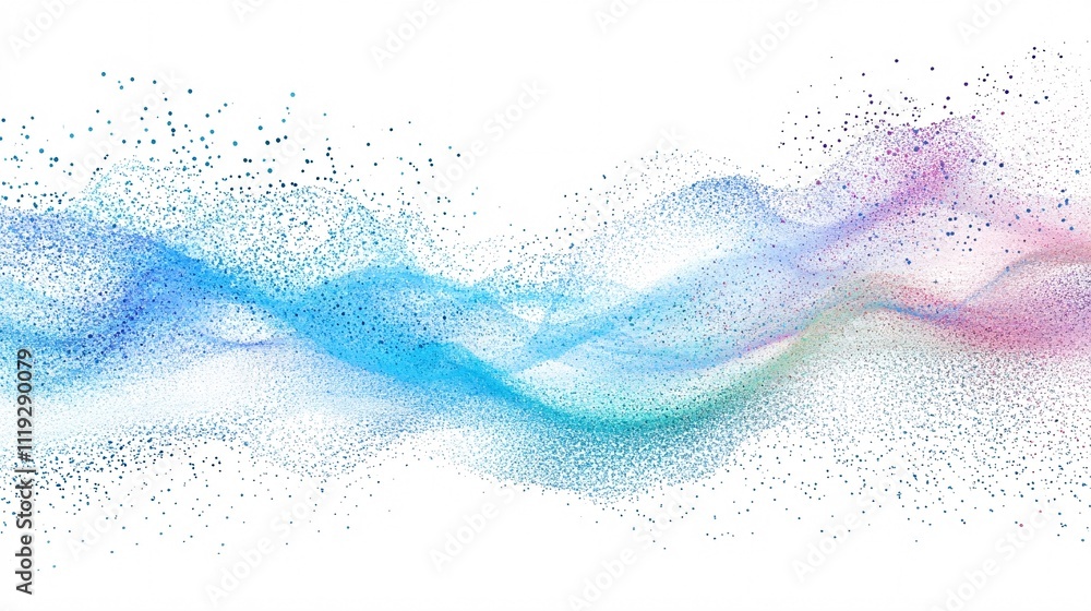 Abstract colorful wave of particles on white background. Generative ai Abstract colorful wave of particles on white background. Generative ai