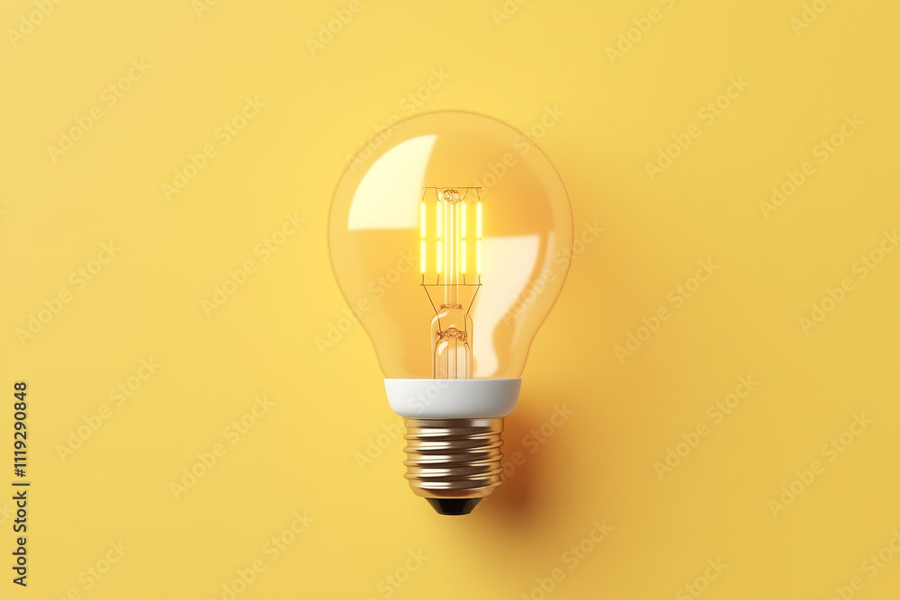 Lightbulb symbol representing creative ideas and innovation for business goals on yellow background Lightbulb symbol representing creative ideas and innovation for business goals on yellow background