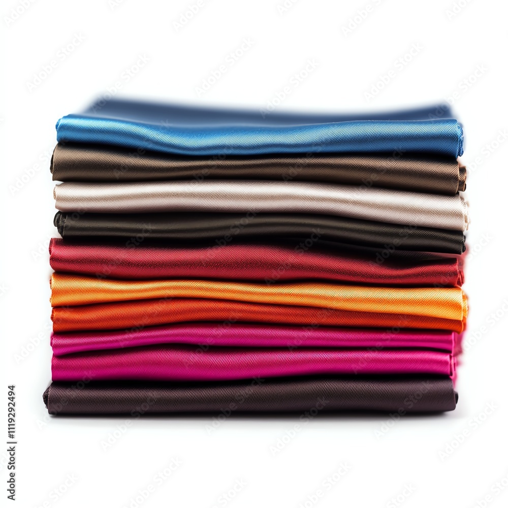 Colorful stacked fabric rolls on a white isolate background. Colorful stacked fabric rolls on a white isolate background.