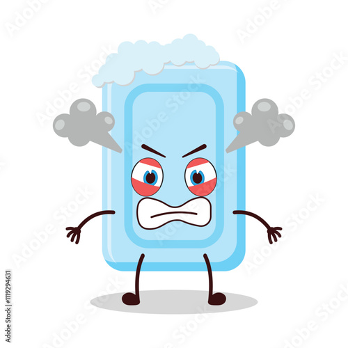 cute furious expression of soap cartoon character