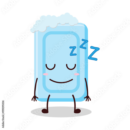cute sleep expression of soap cartoon character