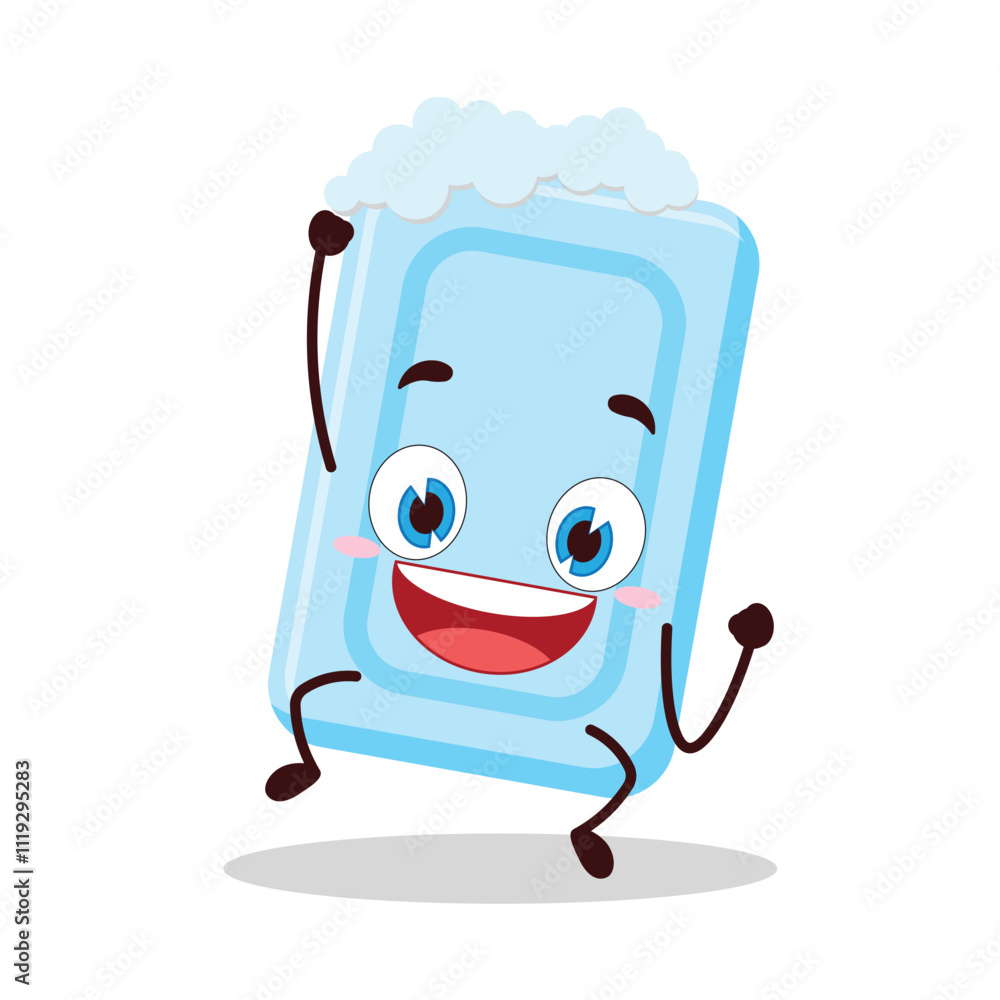 Obraz premium cute hurray victory expression of soap cartoon character