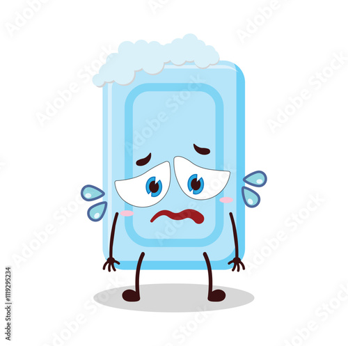 cute depressed expression of soap cartoon character