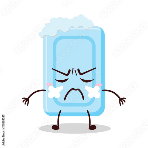 cute mad expression of soap cartoon character