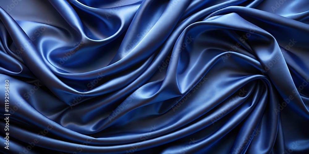 Fototapeta premium Blue silk fabric luxurious background