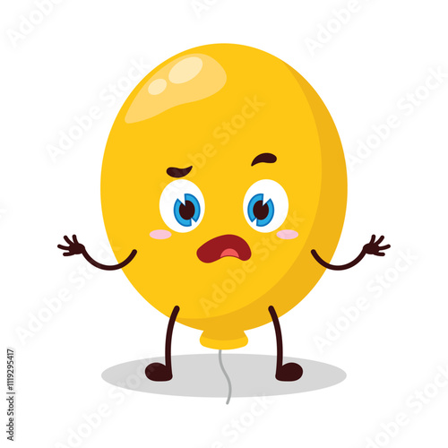 cute don't know expression of yellow balloon cartoon character