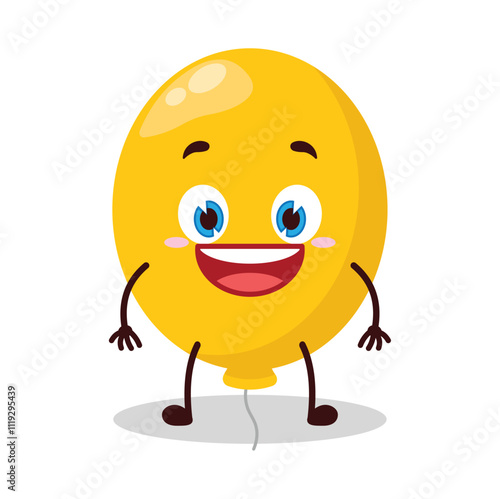 cute happy expression of yellow balloon cartoon character