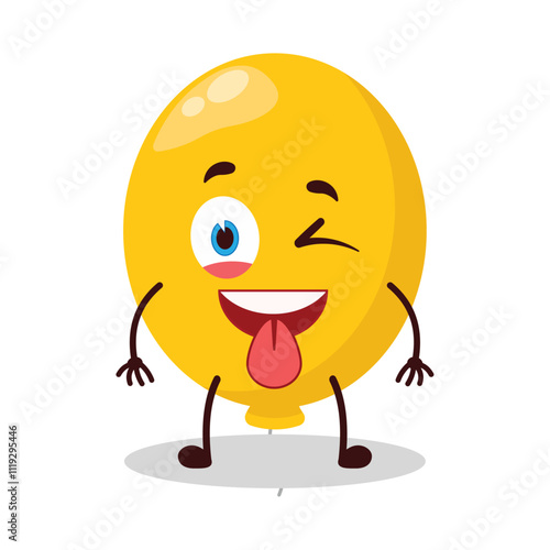 cute teased expression of yellow balloon cartoon character