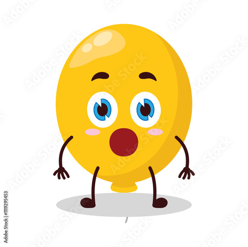 cute shocked expression of yellow balloon cartoon character
