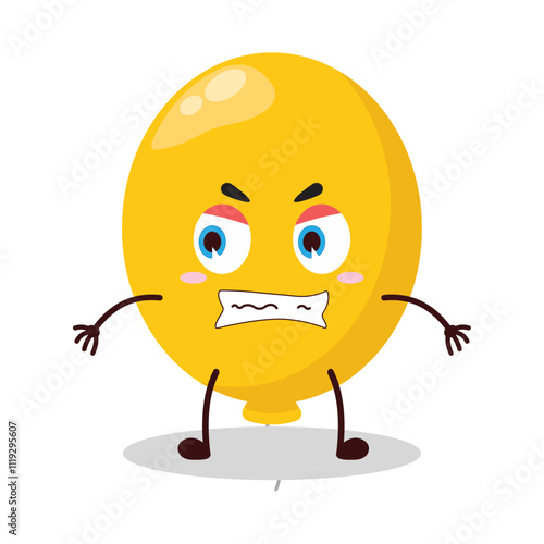 cute angry expression of yellow balloon cartoon character