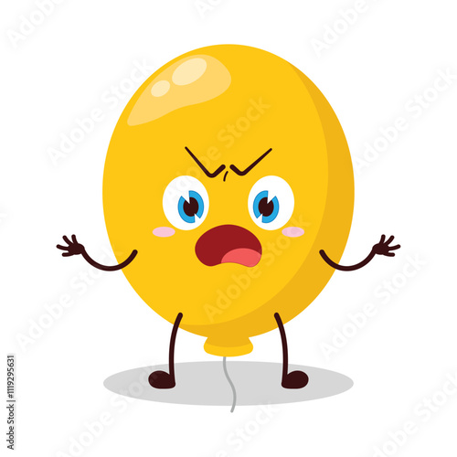 cute why expression of yellow balloon cartoon character