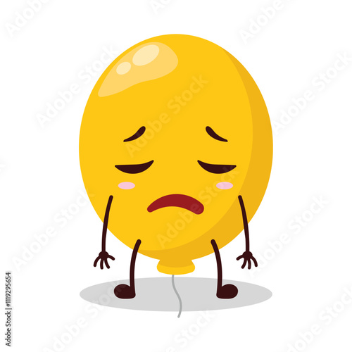cute tired expression of yellow balloon cartoon character